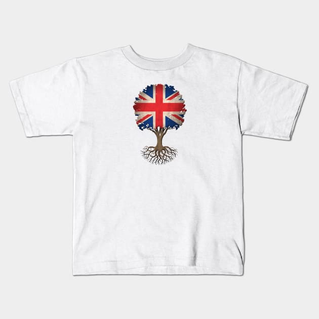 Tree of Life with Union Jack British Flag Kids T-Shirt by jeffbartels